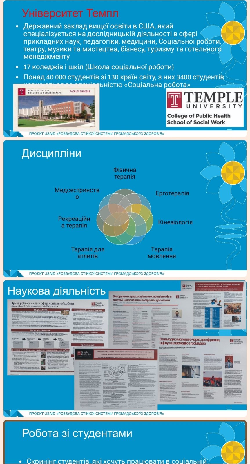 Проф.Ольга Сорока захопливо розповіла про особливості опанування студентами Університету Темпл професією соціального працівника